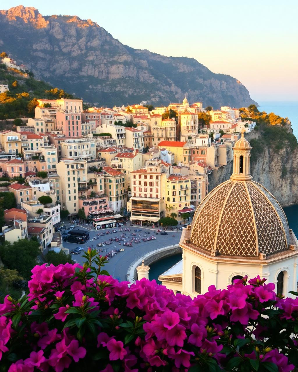 Amalfi coast at golden hour